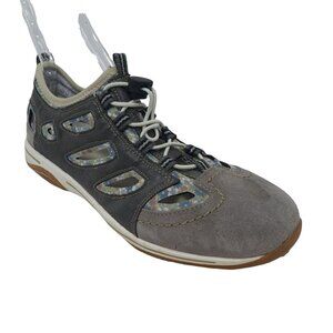 Rieker Gray Leather Pull On Comfort Sneakers Womens EU 40 US 10